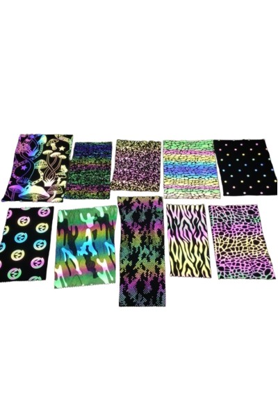 DG-CW Durable, Wrinkle-resistant, and Washable; Colorful Polyester Mesh Reflective Fabric; Black with Vibrant Color-Changing Reflective Effect; Width: 140cm; Thickness: 0.13mm; Self-adhesive: No detail view-3